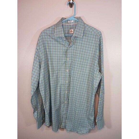 Peter Millar Cotton Plaid Long Sleeve Button Up Men's Shirt Size XL - Picture 1 of 5